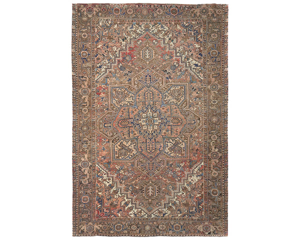 10x13 Vintage Heriz Terracotta Persian Style Hand Knotted Wool Area Rug